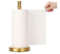 Sfemn Soporte para toallas de papel, base pesada para desgarro con una sola mano, soporte de pie para toallas de papel, dispensador de toallas de papel de acero inoxidable para encimera de cocina (oro