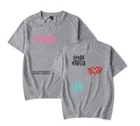 Sfera Ebbasta Merch - Camiseta de manga corta con corona de corazón, ropa de calle unisex para fanáticos del verano, gris, 4XL