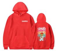 Sfera Ebbasta Merch - Sudadera con capucha de manga larga con estampado de dibujos animados, trajes casuales para hombres y mujeres, rosso, XS