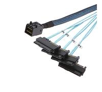 SFF-8643 Mini SAS interno HD a (4) conectores SFF-8482 de 29 pines con puerto de alimentación SAS de 15 pines, cable de 12 GB/S, 1 m