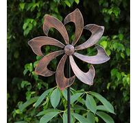 SFgift Spinner de viento Dahlia de 154,8 cm de altura, una sola hoja de giro fácil cinético giratorio con estaca de metal vertical exterior para patio, césped y jardín