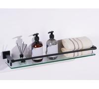 SFGSOWOR Estante de vidrio para pared de baño, 24 pulgadas, rectangular, acero inoxidable, vidrio templado, moderno, de acero inoxidable, accesorios de montaje en pared, organizadores de