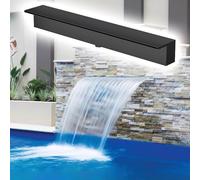 Sfioratore a cascata per giochi d'acqua artificiali, Fontana per laghetto con Pesci in Acciaio inossidabile Argento/Nero, Dispositivo per cascate da Piscina personalizzabile con connettore in PVC (ne