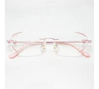 SFIVE Diamante Sin Montura Gafas De Lectura HD Ligero Gafas 1.0 1.5 2.0 2.5 3.0 Moda Anti Luz Azul Gafas De Presbicia Mujeres Púrpura/Oro Rosa (Color : Purple, Size : +1.5)