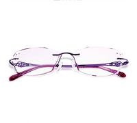 SFIVE Sin Montura Gafas De Lectura Mujeres，Ligero HD Gafas De Presbicia Moda Anti Luz Azul Gafas De Lectura Rosa/Morado 2.0 (Color : Purple, Size : +2.5)