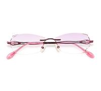 SFIVE Sin Montura Gafas De Lectura Mujeres，Ligero HD Gafas De Presbicia Moda Anti Luz Azul Gafas De Lectura Rosa/Morado 2.0 (Color : Pink, Size : +1.5)
