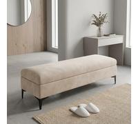 SFJATTA Banco de Almacenamiento para el pie de Cama (tamaño King), Banco otomano tapizado con bisagra hidráulica de Seguridad y Patas metálicas; otomana con Espacio de guardado Beige(120 * 40 * 45cm)
