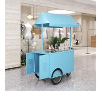 SFJATTA Carro de venta portátil con toldo, puesto móvil de exhibición de alimentos con grandes ruedas de bicicleta y gabinete de almacenamiento cerrado para mercados y comida callejera.(Blauw)