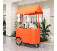 SFJATTA Carro de venta portátil con toldo, puesto móvil de exhibición de alimentos con grandes ruedas de bicicleta y gabinete de almacenamiento cerrado para mercados y comida callejera.(Orange)