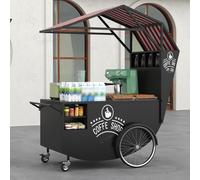 SFJATTA Carro de ventas portátil con toldo, carro de café móvil con 2 ruedas con freno, para mercados de agricultores, comida callejera y eventos(Nero)