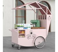 SFJATTA Carro de ventas portátil con toldo, carro de café móvil con 2 ruedas con freno, para mercados de agricultores, comida callejera y eventos(Pink)