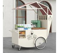 SFJATTA Carro de ventas portátil con toldo, carro de café móvil con 2 ruedas con freno, para mercados de agricultores, comida callejera y eventos(Wit)