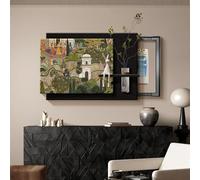 SFJATTA Decoración artística de pared en 3D con efecto arenisca para cubrir cajas de contadores eléctricos: cuadro decorativo deslizante (sistema de empuje y tracción) para entradas(Nero,70 * 50cm)