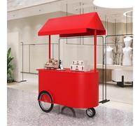 SFJATTA Puesto de exhibición móvil con toldo, carrito para venta de alimentos, puesto portátil para exposición de comida, para eventos al aire libre, comida callejera y mercados(Rosso)