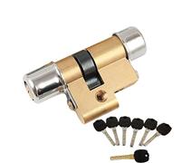 SFJSFIMQ Cerradura de Puerta antirrobo mecánica, Tipo núcleo 13, Tipo 11, Cuerpo de latón, Llave de Media Luna, Cilindro de Seguridad, 6 Llaves(B Flat Bottom,A35xB63)