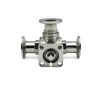 SFJSFIMQ Válvula de Bola Tres vías liberación rápida con Abrazadera, en Forma T y L, Acero Inoxidable SS304 SS316, diámetro Exterior 19 mm a 51(T-port-51mm Ferrule 64)