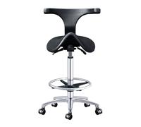 SFKLYU Taburete Ergonómico Tipo Silla de Montar con Respaldo y Reposapiés, Hidráulico, Giratorio y Ajustable, Silla de Bar Sin Brazos en Cuero PU,A2,45~60CM