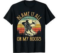 SFMTRTAO USA Blame It All On My Roots Tshirt Country Music Lover T-Shirt Black M