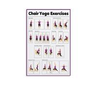SFNGXXAG Inspirational Fitness Art: Purple Chair Yoga Chart with Easy Poses for Seniors, Large Canvas Wall Print for Spiritual Home Decor and Wellness(Framed,08x12inch(20x30cm))