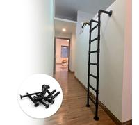 SFNIOKFG Escalera de Metal montada en la Pared para Loft de casa, litera Industrial de tubería de Hierro con Kit, escaleras de Escalada Antideslizantes de Seguridad para sótano, Dormitorio,