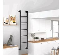 SFNIOKFG Escalera de Metal para Montaje en Pared para Loft de casa, Escalera de Entrada y Salida de 100 a 300 cm de Altura, Escalera de Hierro Forjado Negra para Ventana de Salida, Escalera