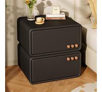 SFNIOKFG Mesita de Noche de Piel sintética con 2 cajones, mesita de Noche Moderna, pequeña cómoda con Marco de Madera Maciza, mesita de Noche para Sala de Estar/Dormitorio, no Requiere Mont