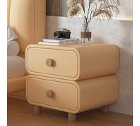 SFNIOKFG Mesita de Noche Moderna para Dormitorio con cajones Dobles, mesita de Noche de Madera Maciza y Cuero sintético, Capacidad de Peso Estable, gabinete de Almacenamiento Que no requier