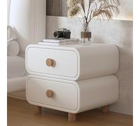 SFNIOKFG Mesita de Noche Moderna para Dormitorio con cajones Dobles, mesita de Noche de Madera Maciza y Cuero sintético, Capacidad de Peso Estable, gabinete de Almacenamiento Que no requier