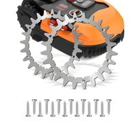SFNN 2 puntas para robot cortacésped, compatibles con Worx Landroid S/M, 210 mm, acero inoxidable, con 14 tornillos de acero inoxidable, mejora de tracción, agujeros de tornillo bajados, pulidos y