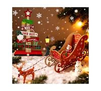 SFNN Wichtel Zubehör Weihnachten Set, 8 Stück Miniatur Zubehör Holzschlitten, Holzschlitten, HolzWeihnachtsschild, Renos, Seil, Weihnachtsmann, Schneemann & Geschenkbox Deko für Wichteltür und Advent