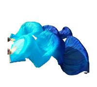 SFOIKVG Abanico Danza del Vientre Abanicos de Baile con velos Seda Real, 1 par abanicos Danza del Vientre Hechos a Mano, Colores Negro, Rojo y Verde para Bailarines(As picture18,L-180cm-90cm)