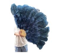 SFOIKVG Abanico Plumas 1/2 piezas de abanico plumas colores más 13 huesos plegable accesorios for actuaciones en escenario para Bailar(Deep Blue01,130CM 1PCS)