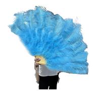 SFOIKVG Abanico Plumas 1/2 piezas de abanico plumas colores más 13 huesos plegable accesorios for actuaciones en escenario para Bailar(28 Sky Blue,130CM 1PCS)