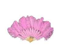 SFOIKVG Abanico Plumas 1/2 Uds. Abanicos de plumas naturales 13 huesos 60CM abanico plegable mano for actuación fiesta baile boda para Bailar(Pink,1Pcs)