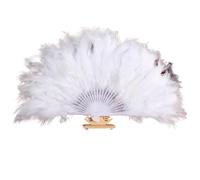 SFOIKVG Abanico Plumas 1 Uds. Abanico de plumas y esponjoso for mujer, vestido elegante mano for boda, abanico chino, plegable para Bailar(Color-A)