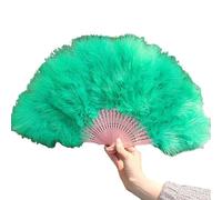 SFOIKVG Abanico Plumas Abanico for niña, abanico plegable Retro atractivo de plumas falsas, Color brillante, mano for baile para Bailar(Grass Green)