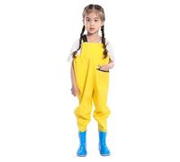 SFOIKVG Vadeadores Botas de Agua for niños con Botas, Pantalones de Lluvia de Cuerpo Completo for jóvenes y Adolescentes, Botas de Pesca, Pantalones Impermeables(Yellow 34-35)