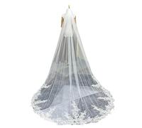 SFOIKVG Velo novia Velo de novia con peine, apliques marfil, flores 3D, velo largo estilo catedral for boda, borde cortado una capa para Disfrazarse(With Comb cp1019,250cm)