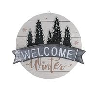 Sfozstra Letrero de bienvenida de invierno, letrero de bienvenida decorativo para puerta delantera, decoración colgante al aire libre, elegante regalo de Navidad y Acción de Gracias, letrero de