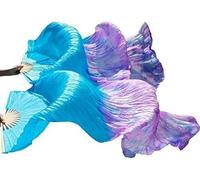 SFQEVHRZ Abanico de Danza, Velos de Abanico Abanicos Velo Seda for Danza del Vientre 1 par abanicos con Costillas tamaño clásico al por Mayor(65,150x90cm)