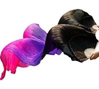 SFQEVHRZ Abanico de Danza, Velos de Abanico Abanicos Velo Seda for Danza del Vientre 1 par abanicos con Costillas tamaño clásico al por Mayor(59,150x90cm)