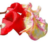 SFQEVHRZ Abanico de Danza, Velos de Abanico Abanicos Velo Seda for Danza del Vientre 1 par abanicos con Costillas tamaño clásico al por Mayor(4,180x90cm)
