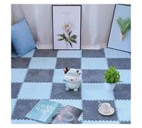 SFQEVHRZ Alfombra Jigsaw, Losetas de Alfombra entrelazadas Felpa 10 Rompecabezas Espuma Cuadrado Entrelazado(Light Gray+Light Blue)