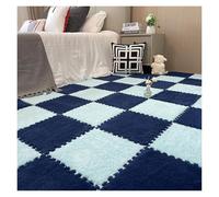 SFQEVHRZ Alfombra Jigsaw, Losetas de Alfombra entrelazadas Felpa Espuma 10 cuadradas, Alfombra esponjosa(Navy Blue+Light Blue)