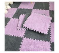SFQEVHRZ Alfombra Jigsaw, Losetas de Alfombra entrelazadas Felpa, tapetes Espuma entrelazados, Rompecabezas Antideslizante, Piso Cuadrado(Gray+Light Purple,18pcs)