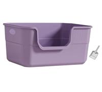 SFQEVHRZ Bandeja Sanitaria para Gatos, Caja de Arena for Mascotas con Parte Superior Abierta, Gran Espacio, Lados Altos, portátil, antisalpicaduras for Todo Tipo Control olores Gatos(Purple)