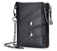 SFQEVHRZ Billeteras，Billeteras para Hombres， con Bloqueo, Clip de Cuero Suave al Tacto de Tres Pliegues con Cremallera Vintage con Caja de Regalo(Schwarz)