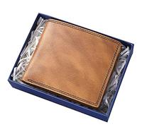 SFQEVHRZ Billeteras，Billeteras para Hombres， con Bloqueo, portamonedas Corto de Cuero Suave for Tarjetas de identificación con Caja de Regalo(Giallo)