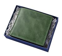 SFQEVHRZ Billeteras，Billeteras para Hombres， con Bloqueo, portamonedas Corto de Cuero Suave for Tarjetas de identificación con Caja de Regalo(Green)