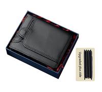 SFQEVHRZ Billeteras，Billeteras para Hombres， con Bloqueo, portatarjetas Multifuncional pequeño for Licencia de Conducir, Monedero con Foto, con Caja de Regalo(Schwarz,B)